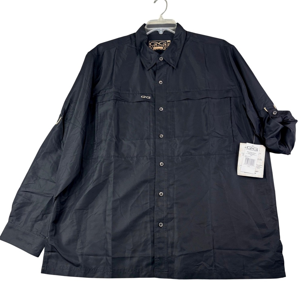 Game Guard 2X Black MicroFiber Long Sleeve Shirt Vented Fishing UPF 50+ 1084 NEW